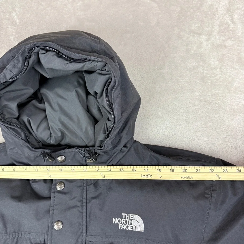 The North Face HyVent Bomber Jacket Mens Medium Black Goose Down Hooded Puffer - Picture 13 of 15